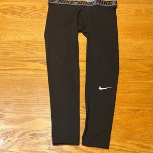 Nike Men’s Black Leggings with White Logo